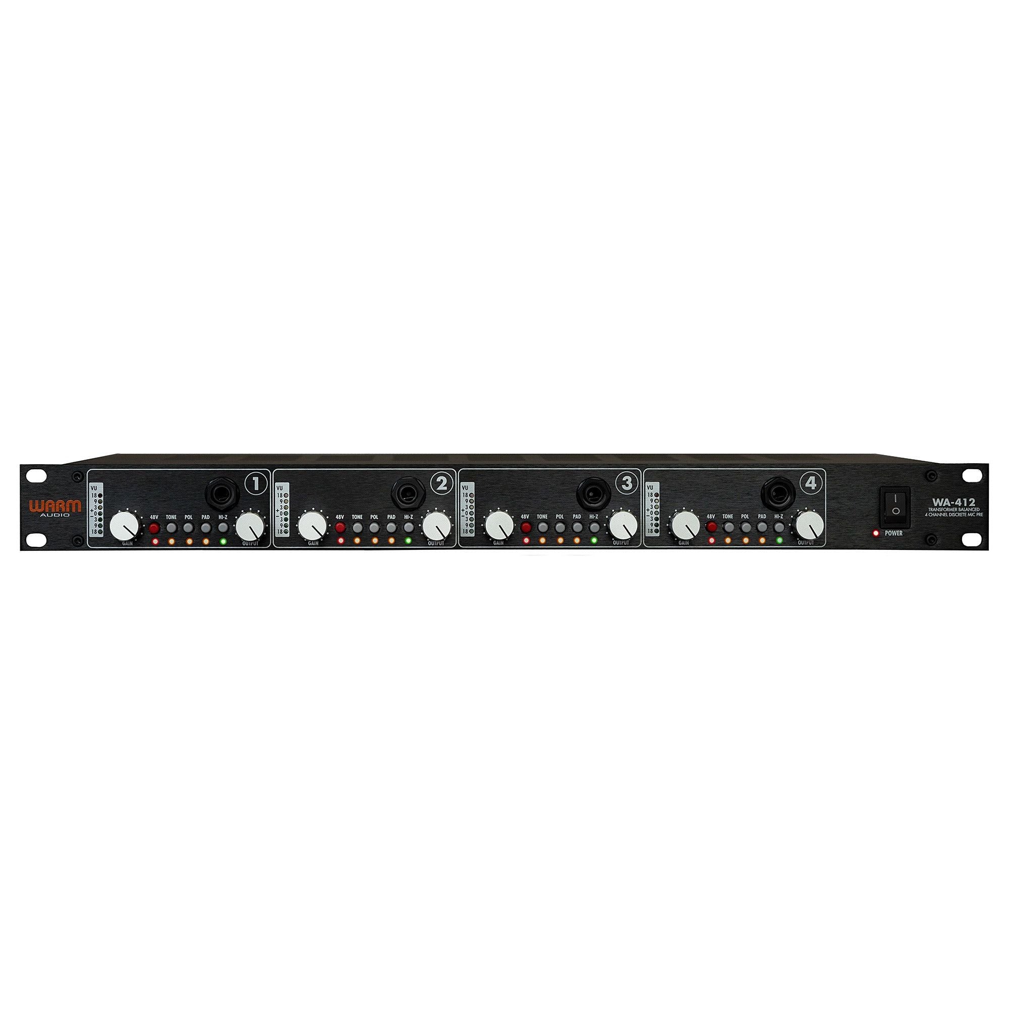 Warm Audio WA412 - Preamplificador de micrófono de 4 canales + Instrumento DI - https://www.cromaonline.cl/